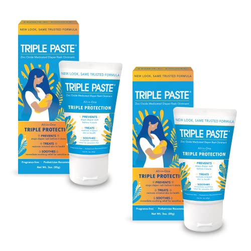 0316864001337 - TRIPLE PASTE DIAPER RASH CREAM FOR BABY - 3 OZ TUBE - ZINC OXIDE OINTMENT TREATS, SOOTHES AND PREVENTS DIAPER RASH - HYPOALLERGENIC FORMULA WITH SOOTHING BOTANICALS (PACK OF 2)