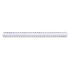 0031901907167 - STAEDTLER ARCHITECTURAL TRIANGULAR SCALE - 12 LENGTH 1 WIDTH - 3/32, 1/8, 3/16, 1/4, 3/8, 1/2, 3/4, 1, 1-1/2 GRADUATIONS - IMPERIAL, METRIC MEASURING SYSTEM - PLASTIC - 1 EACH - WHITE
