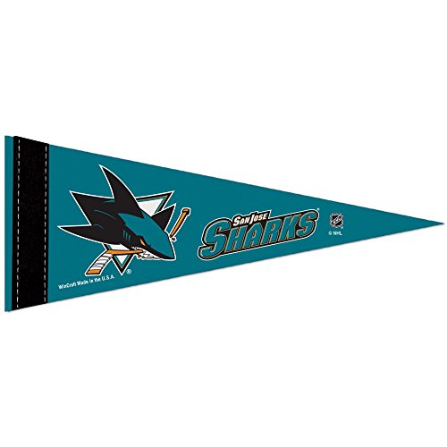 0032085283139 - SAN JOSE SHARKS OFFICIAL NHL 7 INCH X 5 INCH X 3 INCH BUTTON BUMPER STICKER PENNANT SET BY WINCRAFT 283139