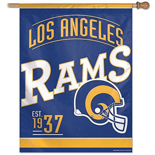 0032085443007 - LOS ANGELES RAMS FLAG 27X37 THROWBACK LOGO EST 1937 NFL LA
