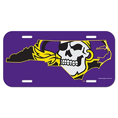 0032085851994 - EAST CAROLINA PIRATES OFFICIAL NCAA 12 INCH X 6 INCH PLASTIC LICENSE PLATE BY WINCRAFT