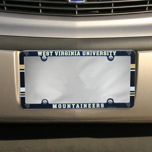 0032085900654 - NCAA WEST VIRGINIA UNIVERSITY LICENSE PLATE WITH FULL COLOR FRAME