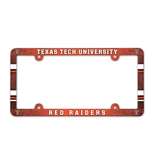 0032085900692 - NCAA TEXAS TECH UNIVERSITY LICENSE PLATE WITH FULL COLOR FRAME