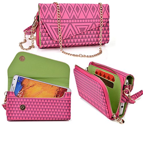 0322012648606 - TRIBAL MAYAN HUAWEI ACTIVIA 4G CASE WALLET CLUTCH | FLAMENCO PINK + WRISTLET AND CROSSBODY CHAIN & NEXTDIA CABLE TIE