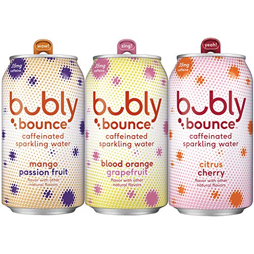 0322170048157 - BUBLY BOUNCE CAFFEINATED SPARKLING WATER, 3 FLAVOR VARIETY PACK, 12OZ CANS, 18.0 COUNT