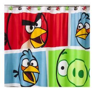 0032281090609 - ANGRY BIRDS FABRIC SHOWER CURTAIN- 72 X 72