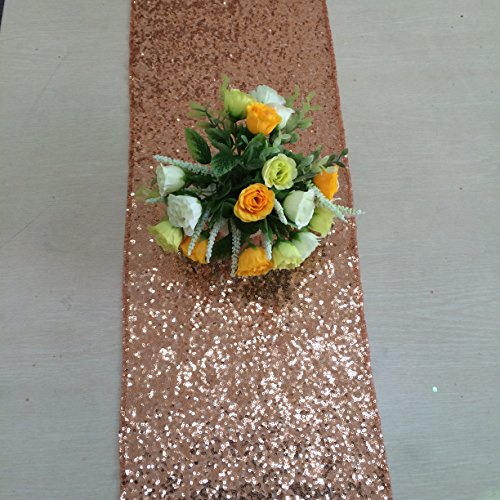 3229916918491 - SHINYBEAUTY 14INX72IN ROSE GOLD SEQUIN TABLE RUNNER ON SALE