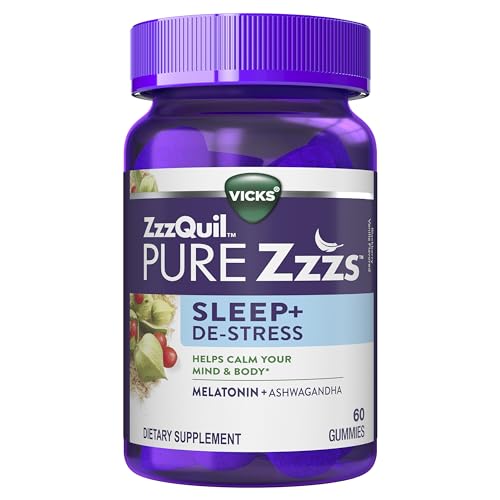 0323900041547 - ZZZQUIL PURE ZZZS DE-STRESS MELATONIN SLEEP AID GUMMIES, HELPS CALM YOUR MIND AND BODY, ASHWAGANDHA FOR STRESS SUPPORT, SLEEP AIDS FOR ADULTS, 1 MG PER GUMMY, 60 COUNT