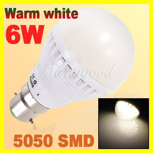 3254764572366 - B22 6W SMD 5050 LED WARM WHITE HIGH POWER ENERGY SAVING LIGHT LAMP BULB 220-240V