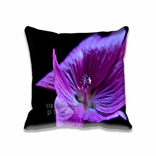 3256750214434 - PURPLE FLOWER UNIQUE THROW PILLOW COVERS PRINT , BLACK PILLOWS BEDROOM COTTON CASE AERO DECORATIVE PILLOWCASE SET FOR HOME AND HOTEL