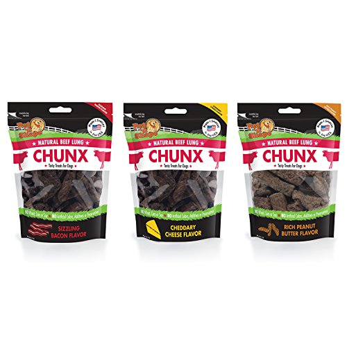 0032657121340 - PET 'N SHAPE CHUNX BEEF LUNG NATURAL DOG TREATS, VARIETY PACK, THREE 4-OUNCE BAGS