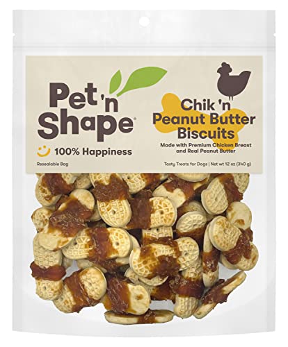 0032657303630 - PET N SHAPE CHIK N & PEANUT BUTTER BISCUITS, 12 OZ - HEALTHY, PROTEIN RICH TREATS FOR DOGS