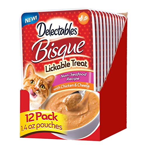 0032700113674 - HARTZ DELECTABLES NON-SEAFOOD BISQUE LICKABLE WET CAT TREATS FOR ADULT & SENIOR CATS, CHICKEN & CHEESE, 12 COUNT
