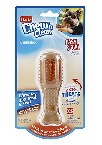 0032700120061 - HARTZ CHEW ‘N CLEAN CHEW TOY AND TREAT IN ONE CHICKEN FLAVORED DRUMSTICK DOG TOY, EXTRA SMALL
