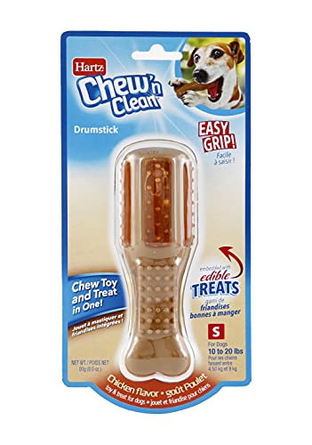 0032700120078 - HARTZ CHEW ‘N CLEAN CHEW TOY AND TREAT IN ONE CHICKEN FLAVORED DRUMSTICK DOG TOY, SMALL
