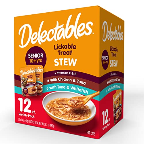 0032700120184 - DELECTABLES SENIOR STEW VARIETY PACK LICKABLE CAT TREATS