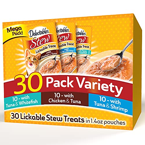 0032700129286 - HARTZ DELECTABLES STEW VARIETY PACK LICKABLE CAT TREAT, 30 COUNT