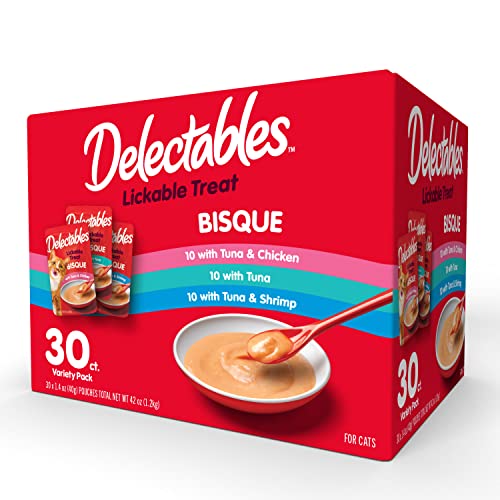 0032700129293 - HARTZ DELECTABLES BISQUE VARIETY PACK LICKABLE CAT TREAT, 30 COUNT