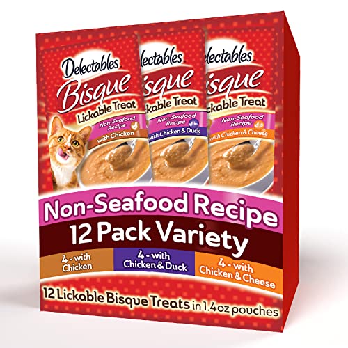 0032700129590 - DELECTABLES NON-SEAFOOD BISQUE VARIETY PACK LICKABLE CAT TREAT, 12 COUNT