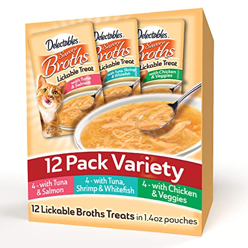 0032700129606 - DELECTABLES SAVORY BROTH VARIETY PACK LICKABLE CAT TREAT, 12 COUNT