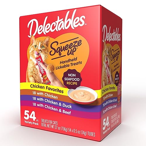 0032700130374 - DELECTABLES SQUEEZE UP NON-SEAFOOD VARIETY PACK LICKABLE CAT TREAT, 54 COUNT