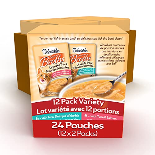 0032700505318 - HARTZ DELECTABLES SAVORY BROTHS LICKABLE WET CAT TREATS, VARIETY PACK, 12 COUNT