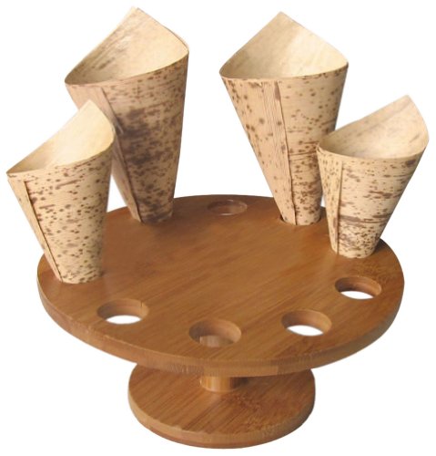 3282552122493 - PACKNWOOD WOODEN CONE AND TEMAKI DISPLAY, 10 HOLES, 7 DIAMETER X 3.5 HIGH (CASE OF 2)