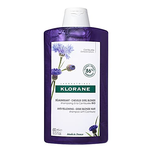 3282770145250 - KLORANE PLANT-BASED PURPLE SHAMPOO WITH CENTAURY, BRIGHTENS BLONDE, PLATINUM, SILVER, GRAY OR WHITE HAIR, NEUTRALIZES UNWANTED YELLOW AND COPPER TONES, PARABEN, SILICONE AND SULFATE FREE, 13.5 FL.OZ.