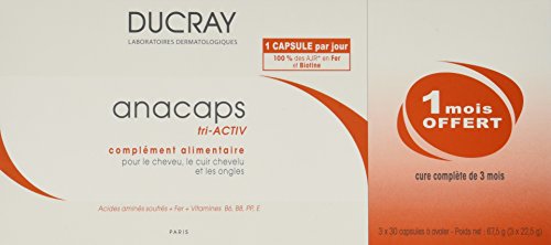 3282779338646 - DUCRAY ANACAPS TRI-ACTIV CAPSULES ANTI HAIR LOSS TREATMENT FOR FAST HAIR GROWTH 3X30CAPS - 3 MONTH SUPPLY