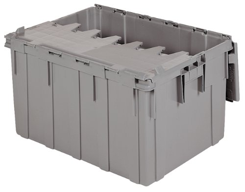 0032903224542 - AKRO-MILS 39280 28-INCH L X 21-INCH W X 15.5-INCH H 28-GALLON ATTACHED LID CONTAINER PLASTIC STORAGE AND DISTRIBUTION TOTE WITH HINGED LID, GREY