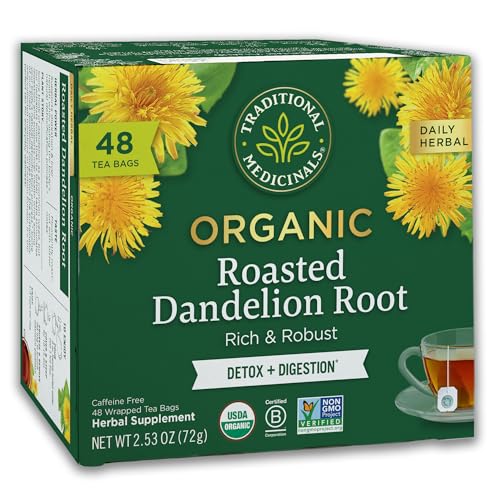 0032917008282 - TRADITIONAL MEDICINALS TEA, ORGANIC ROASTED DANDELION ROOT, SUPPORTS KIDNEY FUNCTION & HEALTHY DIGESTION, 48 TEA BAGS