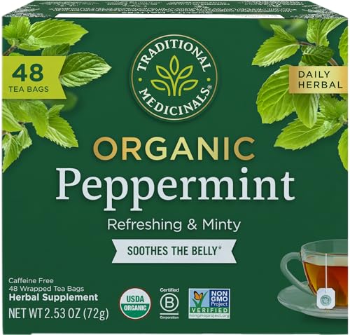 0032917008381 - TRADITIONAL MEDICINALS TEA, ORGANIC PEPPERMINT, SOOTHES YOUR BELLY, REFRESHING & MINTY, 48 TEA BAGS