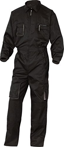 3295249108359 - DELTAPLUS MEN'S PANOPLY MACH2 BOILERSUIT OVERALLS WITH KNEE PAD POCKETS LARGE BLACK WITH GREY TRIM