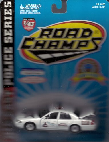 0032961064302 - ROAD CHAMPS, 1/43 SCALE, DIE CAST MODEL, FORD CROWN VICTORIA, HERSHEY'S CANDY PATROL, (WHITE)