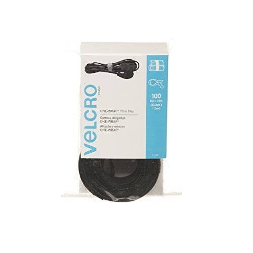 3311000045982 - PROFESSIONAL QUALITY VELCRO - ONE-WRAP THIN SELF-GRIPPING CABLE TIES: REUSABLE LIGHT DUTY - 8 X 1/2 TIES 100 PACK - BLACK