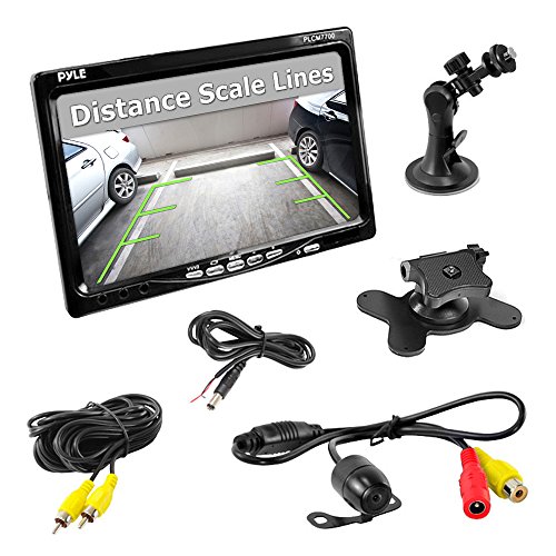0033111121340 - PYLE PLCM7700 VEHICLE CAR VAN JEEP REAR VIEW BACKUP CAMERA AND MONITOR KIT, 7'' DISPLAY, WATERPROOF NIGHT VISION CAMERA, DISTANCE SCALE LINES, PARKING/REVERSE ASSISTANCE