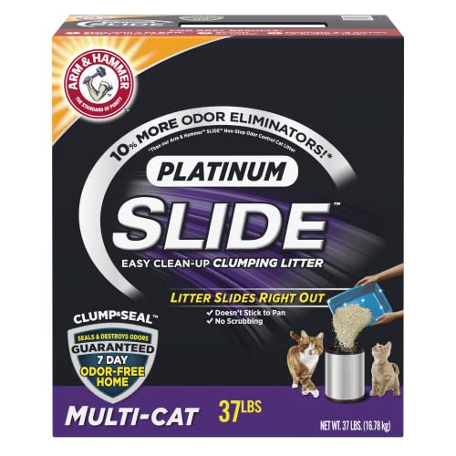 0033200001867 - ARM & HAMMER PLATINUM SLIDE EASY CLEAN-UP CLUMPING CAT LITTER, MULTI-CAT, 37 LBS