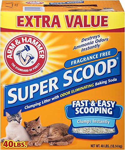 0033200024019 - ARM & HAMMER SUPER SCOOP UNSCENTED CLUMPING CAT LITTER WITH BAKING SODA, 40 LBS.