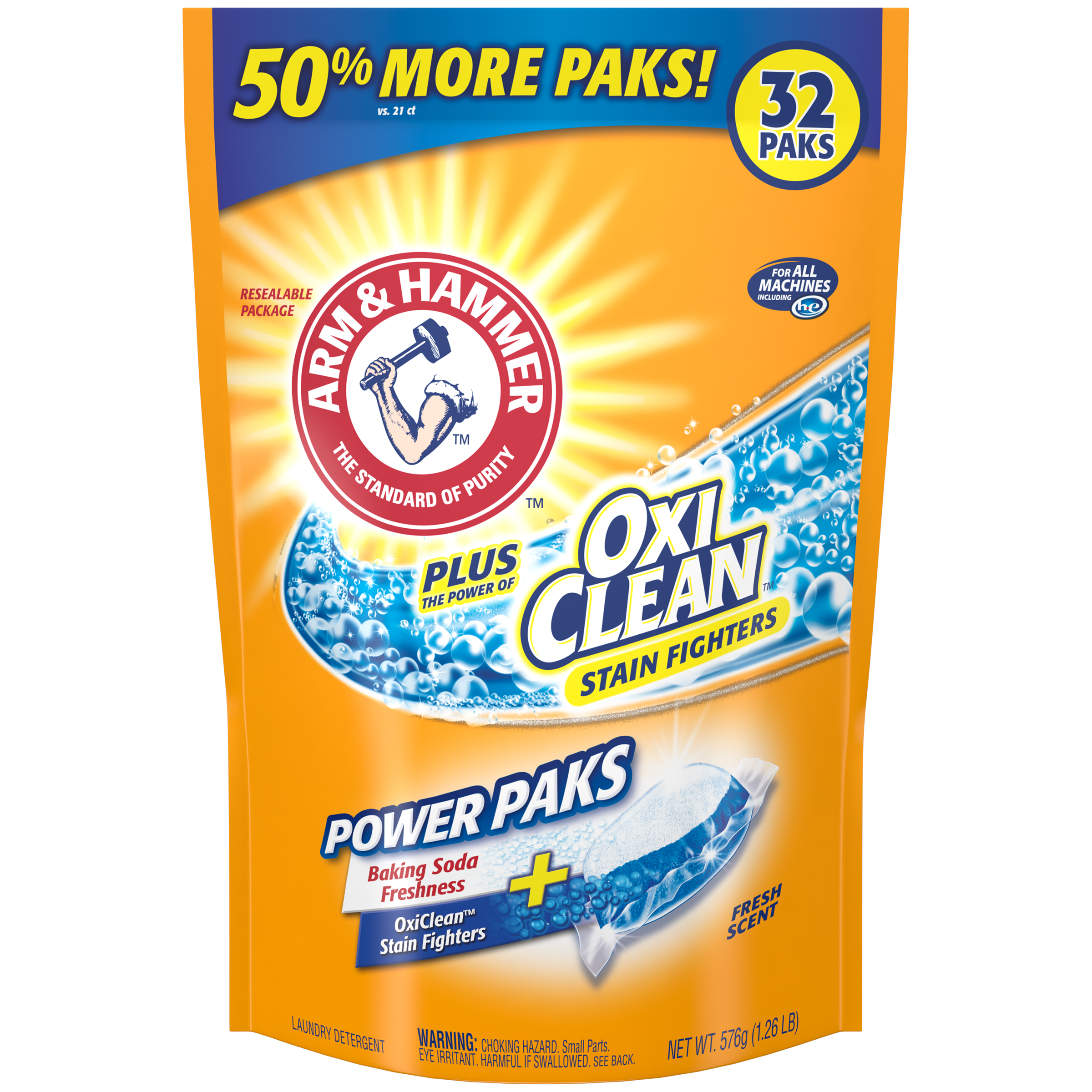 0033200972068 - PLUS OXICLEAN STAIN FIGHTERS FRESH SCENT POWER PAKS LAUNDRY DETERGENT 1.26 LB BAG