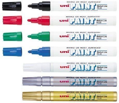 3329680213119 - UNI COLOURED PAINT MARKER PEN MULTI SURFACE OIL BASED OPAQUE OUTDOOR MARKING (GOLD MEDIUM BULLET TIP PX-20)