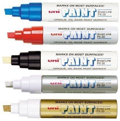 3329680213201 - UNI COLOURED PAINT MARKER PEN MULTI SURFACE OIL BASED OPAQUE OUTDOOR MARKING (BLACK BROAD CHISEL TIP PX-30)