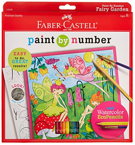 0033586004087 - FABER-CASTELL YOUNG ARTIST PAINT BY NUMBER KIT FAIRY GARDEN, KIDS WATERCOLOR ART KIT