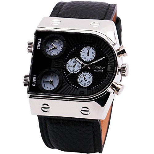 3382356863308 - BARGAIN OULM MAN'S FASHION WATCH WITH 3 QUARTZ MOVEMENT DIAL LEATHER BAND BLACK BY AHMET