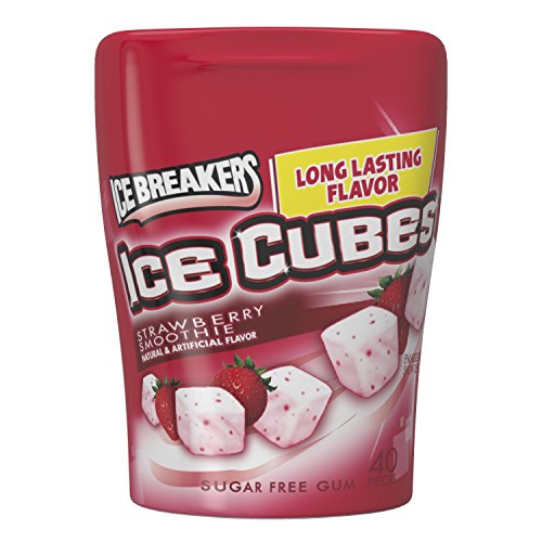 0034000005567 - ICE BREAKERS ICE CUBES SUGAR FREE GUM, STRAWBERRY SMOOTHIE, 40 PIECES, (PACK OF 4)