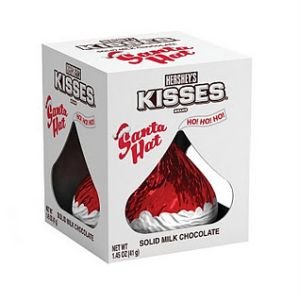 0034000025817 - HOLIDAY HERSHEY'S KISSES MILK CHOCOLATE SANTA HAT, 1.45-OUNCE BOX