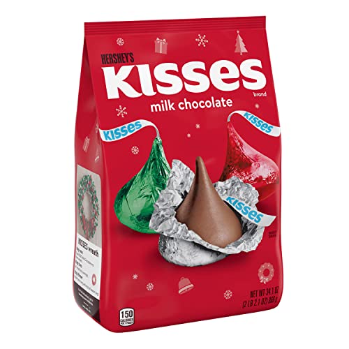 0034000124909 - HERSHEYS KISSES RED/GREEN/SILVER 34.1 OZ.
