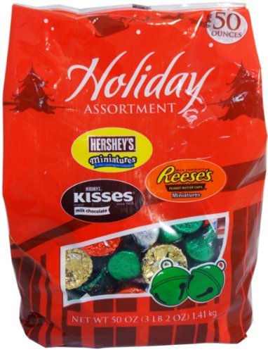 0034000132904 - 50 OZ CHOCOLATE HERSHEYS MINIATURES, KISSES & REESES PEANUT BUTTER CUPS