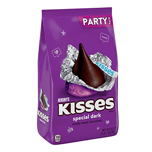 0034000134625 - HERSHEYS KISSES SPECIAL DARK MILDLY SWEET DARK CHOCOLATE CANDY, EASTER, 32.1 OZ PARTY BAG