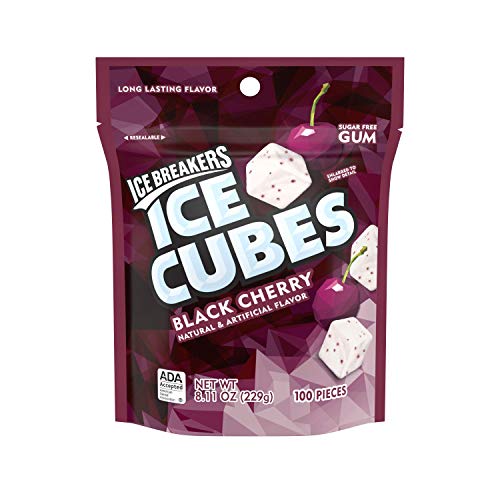 0034000402465 - ICE BREAKERS ICE CUBES SUGAR FREE BLACK CHERRY GUM, 8.11 OZ