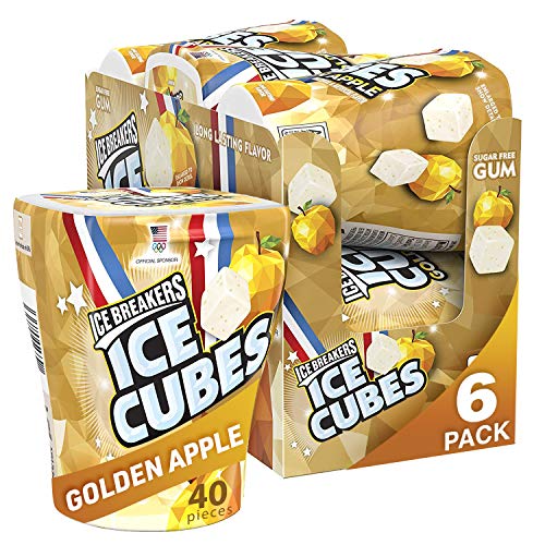 0034000402540 - ICE BREAKERS ICE CUBES CHEWING GUM, SUGAR FREE, GOLDEN APPLE FLAVOR, 6 COUNT, 40 PIECES (PACK OF 6)